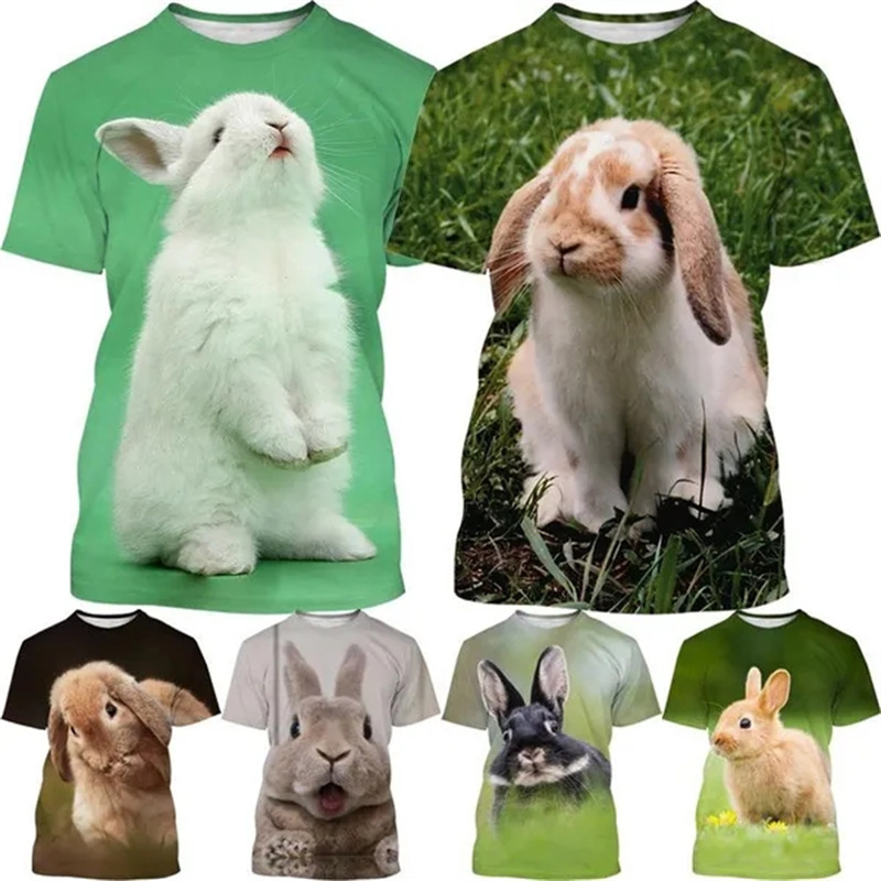 3D 귀여운 토끼 프린트 만화 동물 그래프 티셔츠, 남 - 3D Printing Rabbit 리뷰 및 가격