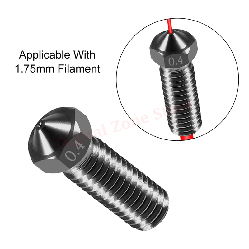 V6 경화 강철 화산 깍지 M6 스레드, 1.75mm  - 3D Printing Website 리뷰 및 가격