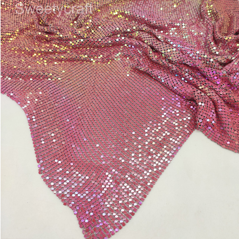 유연한 금속 스팽글 메쉬 원단, 빨간색 무지개 빛깔의  - 3D Printing On Fabric 리뷰 및 가격